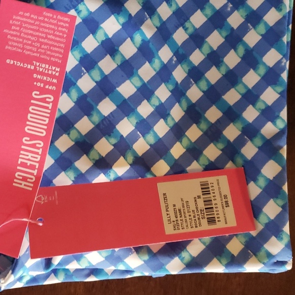 NWT Lilly Pulitzer Calusa Sports Bra UPF 50 Boca Blue Double Checking Medium M - Picture 6 of 6